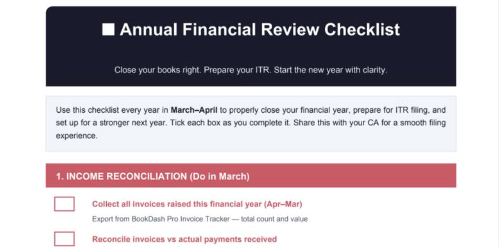 Annual Financial Review Checklist
